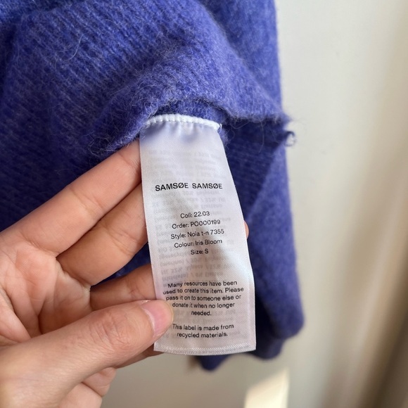 SAMSØE SAMSØE Iris Bloom Nola t-n 7355 Alpaca-wool Turtlneck Sweater Purple Sz S - Picture 6 of 9